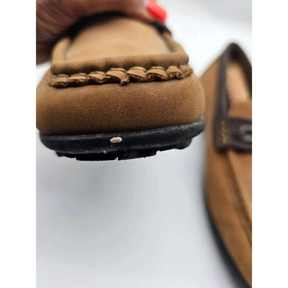 Samuel Joseph Loafers Mens Size 12 Tan Excellent Driving Mocs Metal Bit Detail